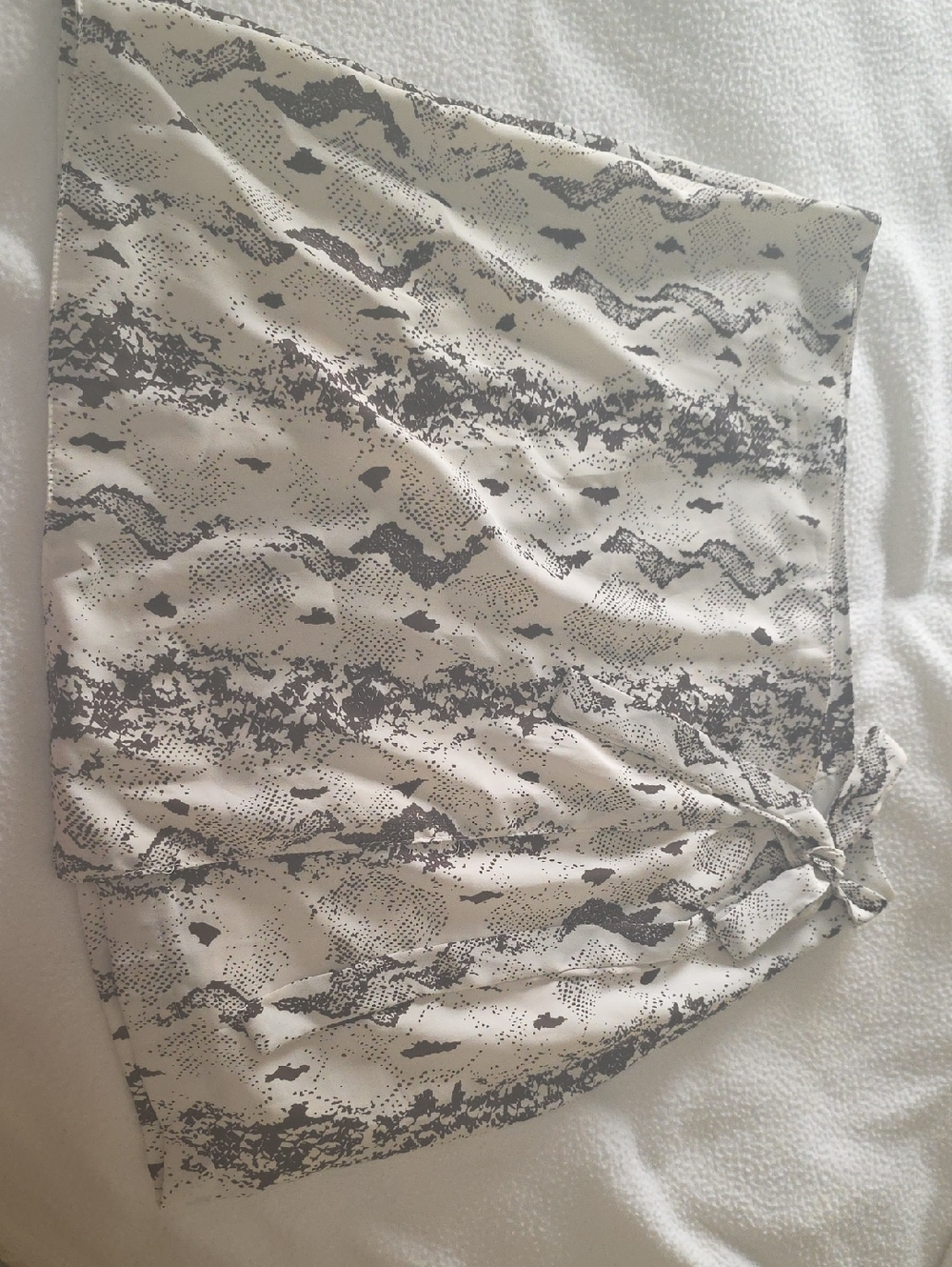 Cream and Brown Patterned Tie-Waist Skirt